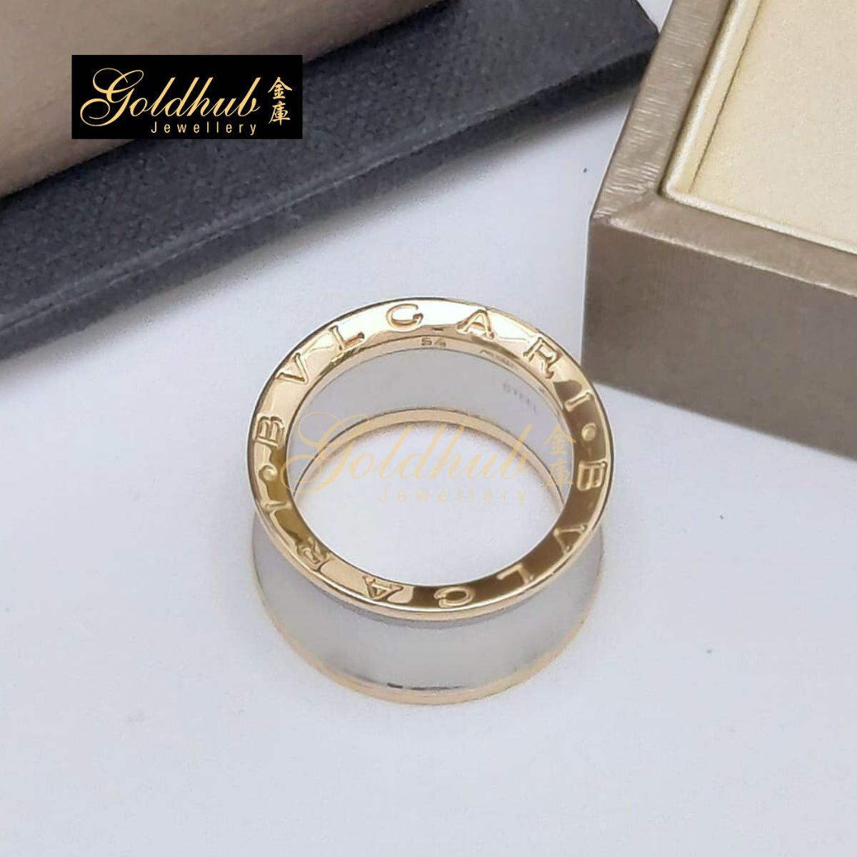 Bvlgari B.zero1 Anish Kapoor Ring in Rose Gold and Stainless Steel, Size 54