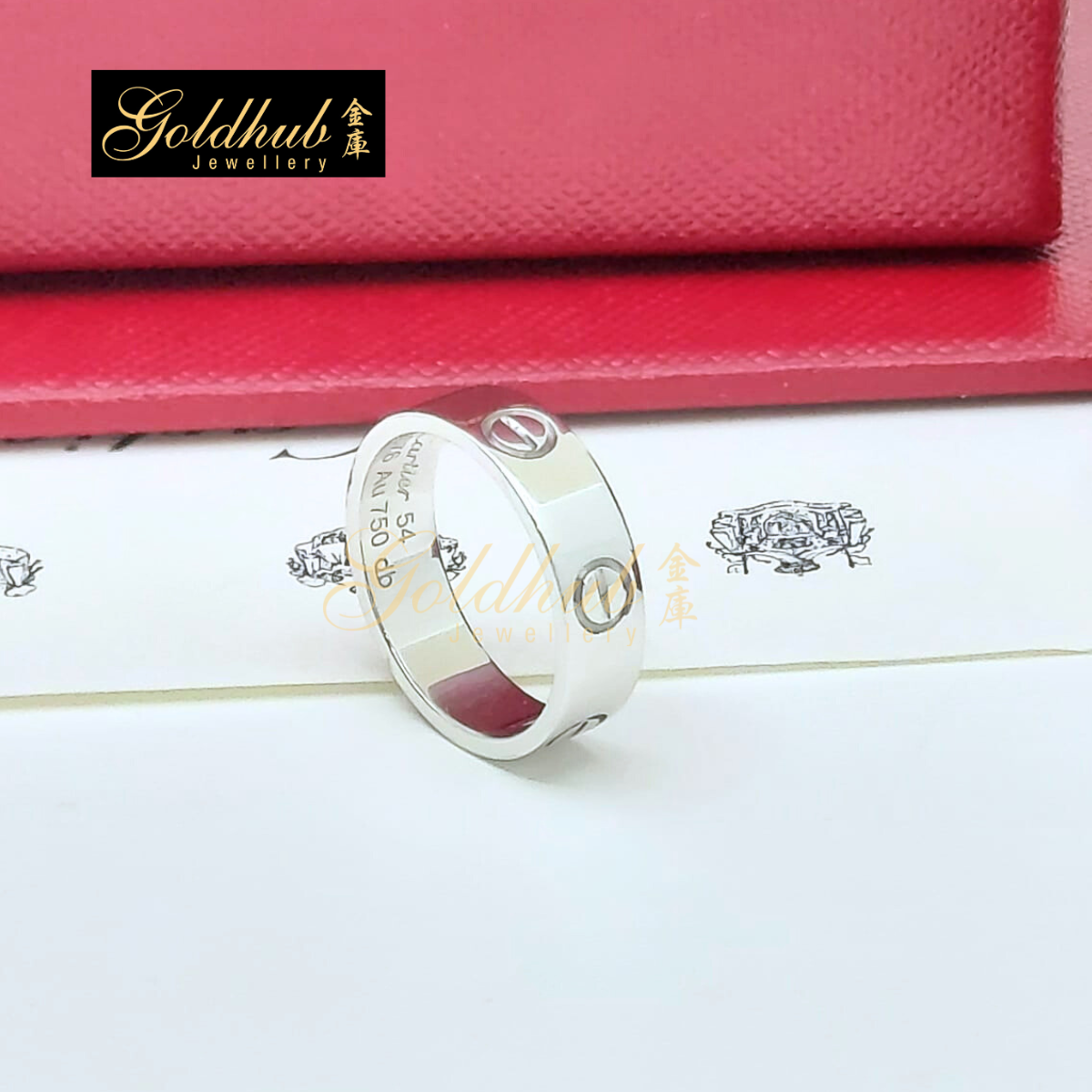 Cartier Love Ring, Classic Model in White Gold, Size 54