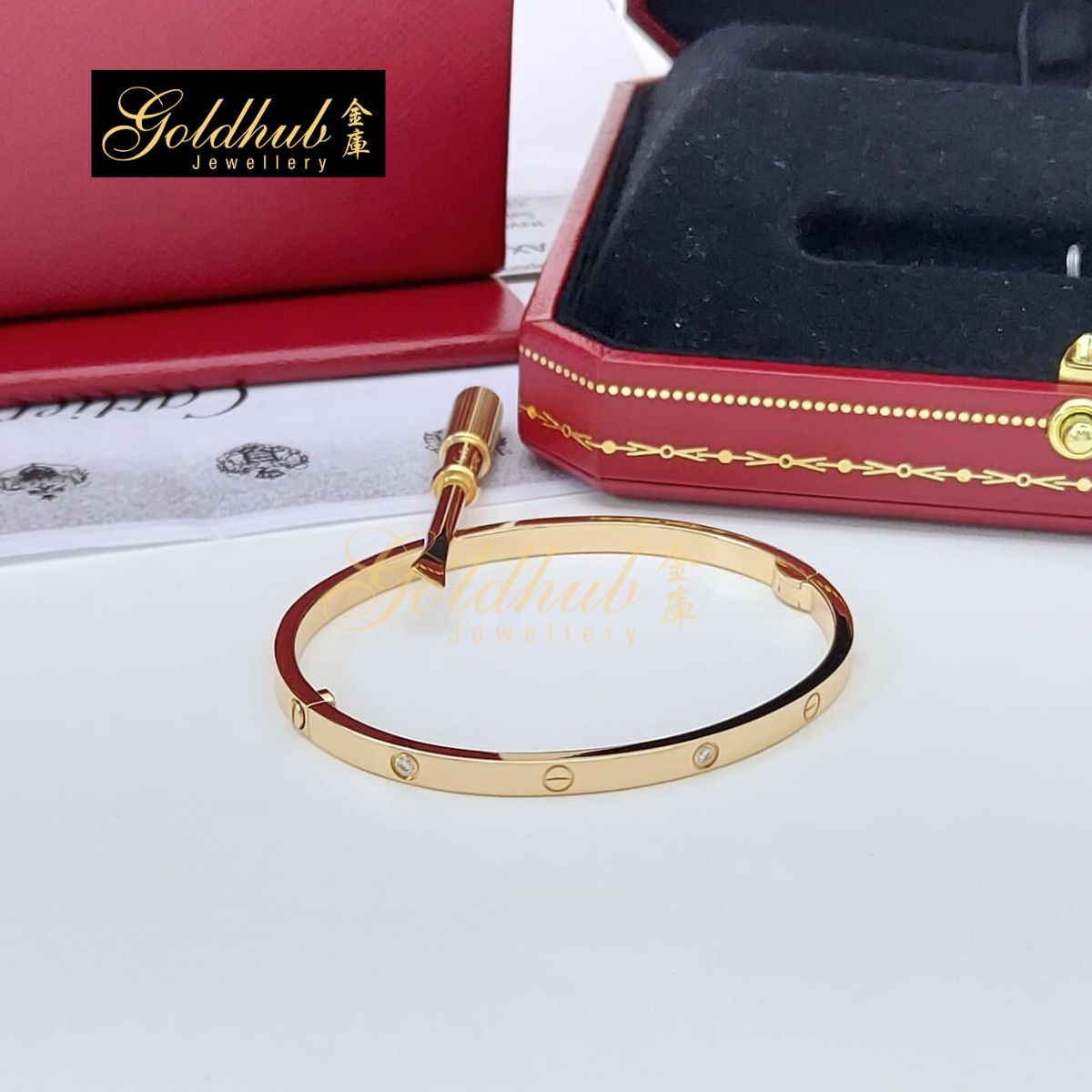 Cartier Love Bracelet, Small Model, 6 Diamonds in Rose Gold, Size 16