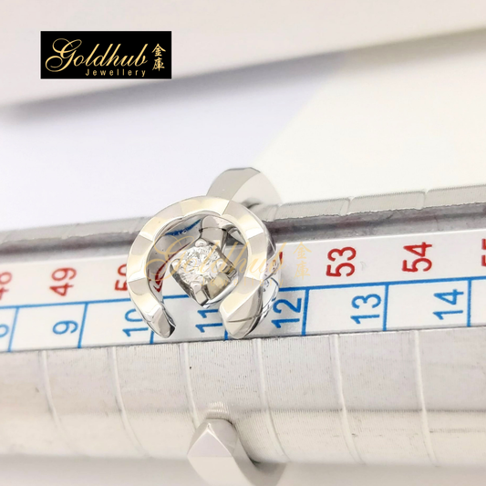 [Reserved] Chanel Coco Ring, Quilted motif,set with 1 diamond in White Gold, Size 51