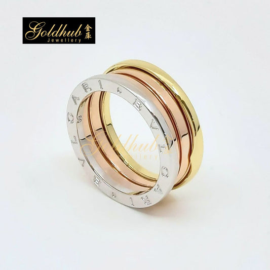 Bvlgari B.zero1 3 Band Ring in White, Rose and Yellow Gold, Size 59