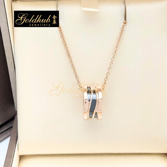 Bvlgari B.zero1 Design Legend Black Ceramic Necklace in Rose Gold