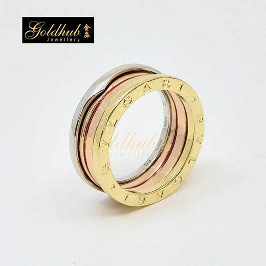 Bvlgari B.zero1 3 Band Ring in White, Rose and Yellow Gold, Size 59