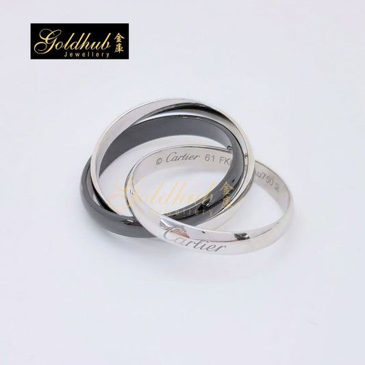 Cartier Trinity Ring, Classic Model, Ceramic in White Gold, Size 61