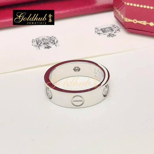 Cartier Love Ring, Classic Model, 3 Diamonds in White Gold, Size 54