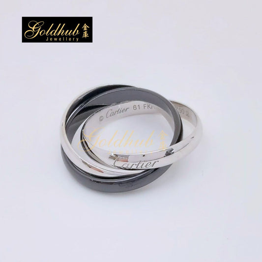 Cartier Trinity Ring, Classic Model, Ceramic in White Gold, Size 61