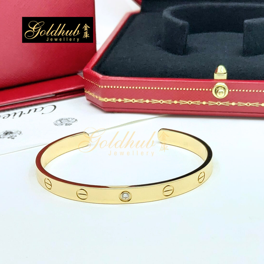Cartier Love Bracelet, Open Model, Diamond in Yellow Gold, Size 18