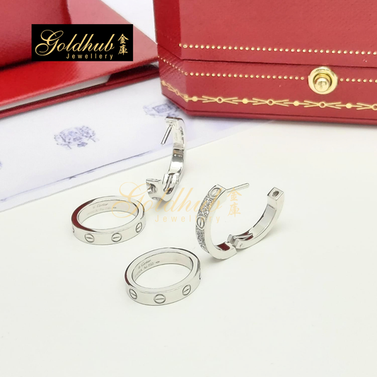 Cartier Love Earrings, Multiwear, Half-paved Diamonds in White Gold