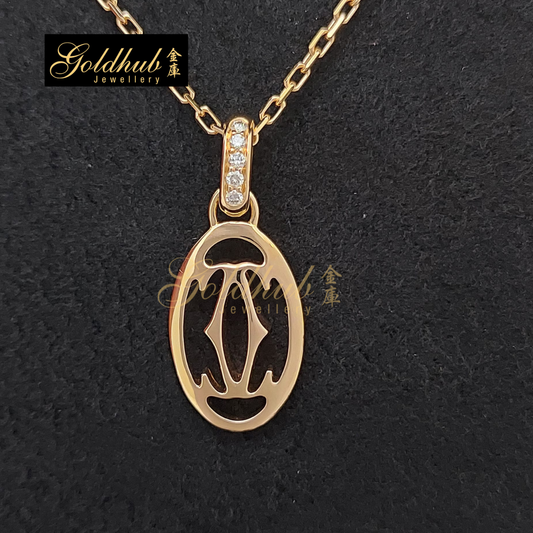 Cartier Logo Double C de Cartier Necklace, set with 5 Diamonds in Rose Gold