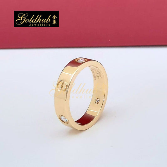Cartier Love Ring, Classic Model, 3 Diamonds in Rose Gold, Size 63