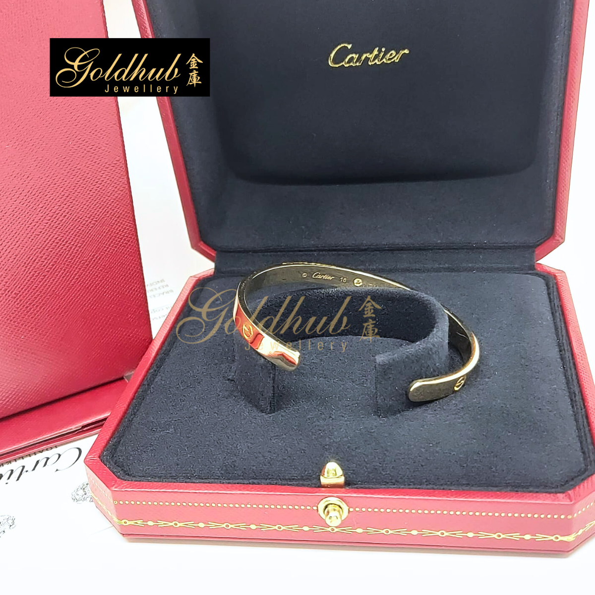 Cartier Love Bracelet, Open Model, Diamond in Yellow Gold, Size 18