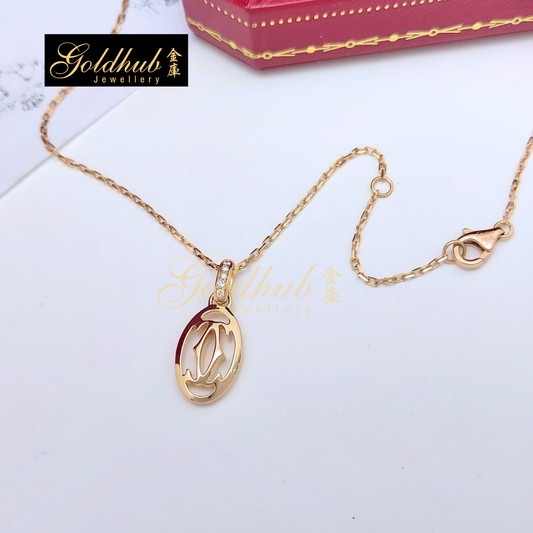 Cartier Logo Double C de Cartier Necklace, set with 5 Diamonds in Rose Gold