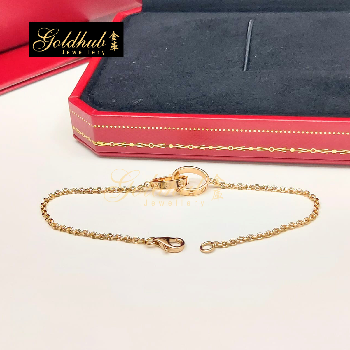 Cartier Love Bracelet on Chain in Rose Gold