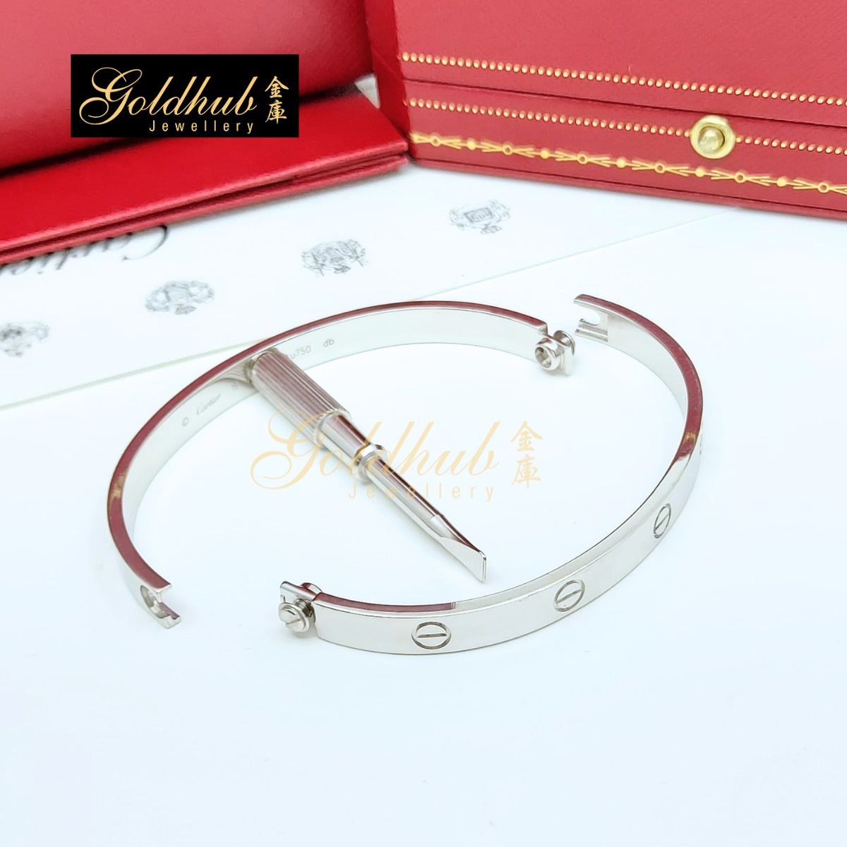 Cartier Love Bracelet, Classic Model in White Gold Size 19