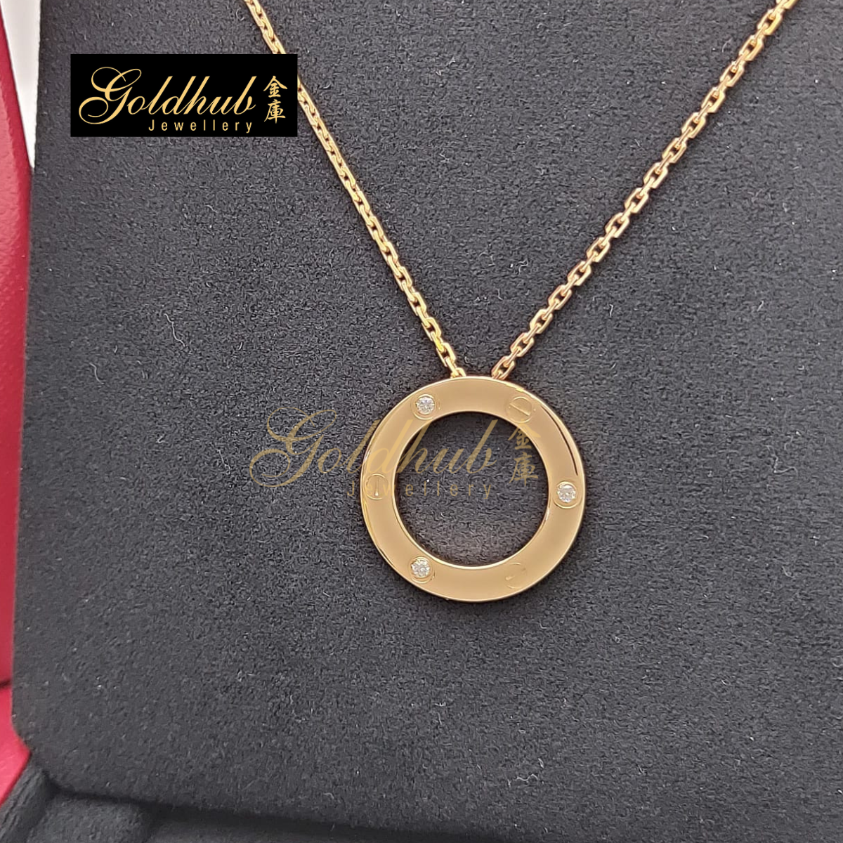 Cartier Love Pendant, 3 Diamonds in Rose Gold