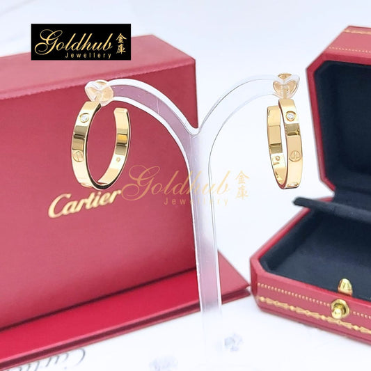 Cartier LOVE Hoop Earrings, Medium Model, 6 Diamonds in Rose Gold