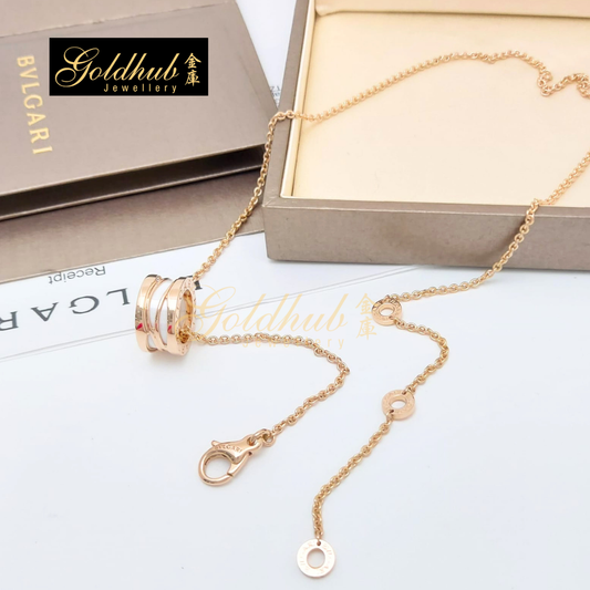 Bvlgari B.zero1 Design Legend White Ceramic Necklace in Rose Gold