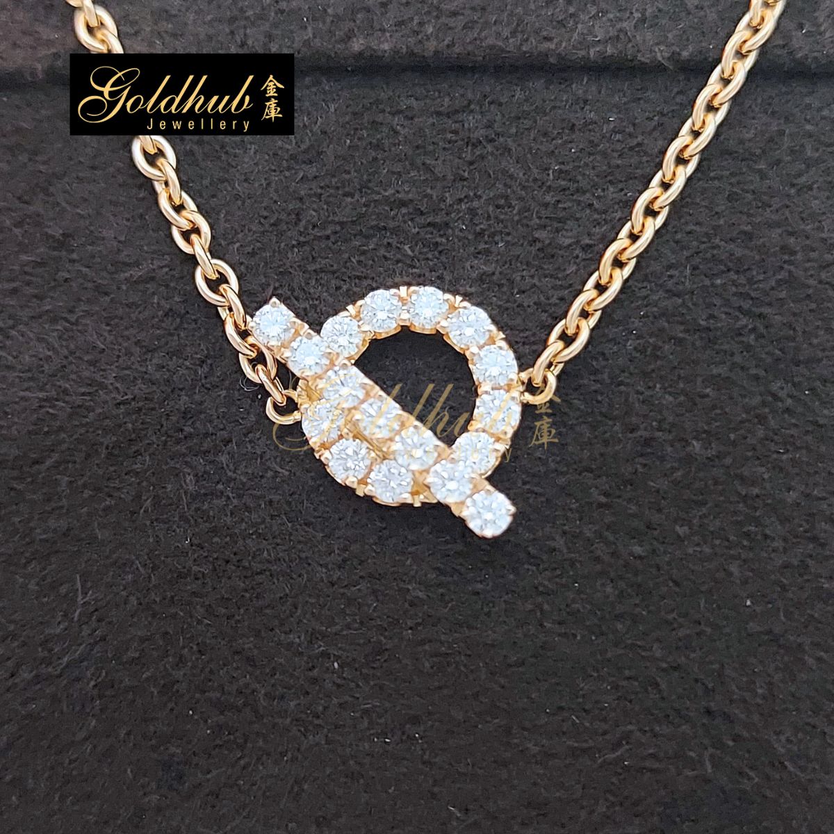 Hermes Finesse Bracelet, 18 Diamonds in Rose Gold, Size SH