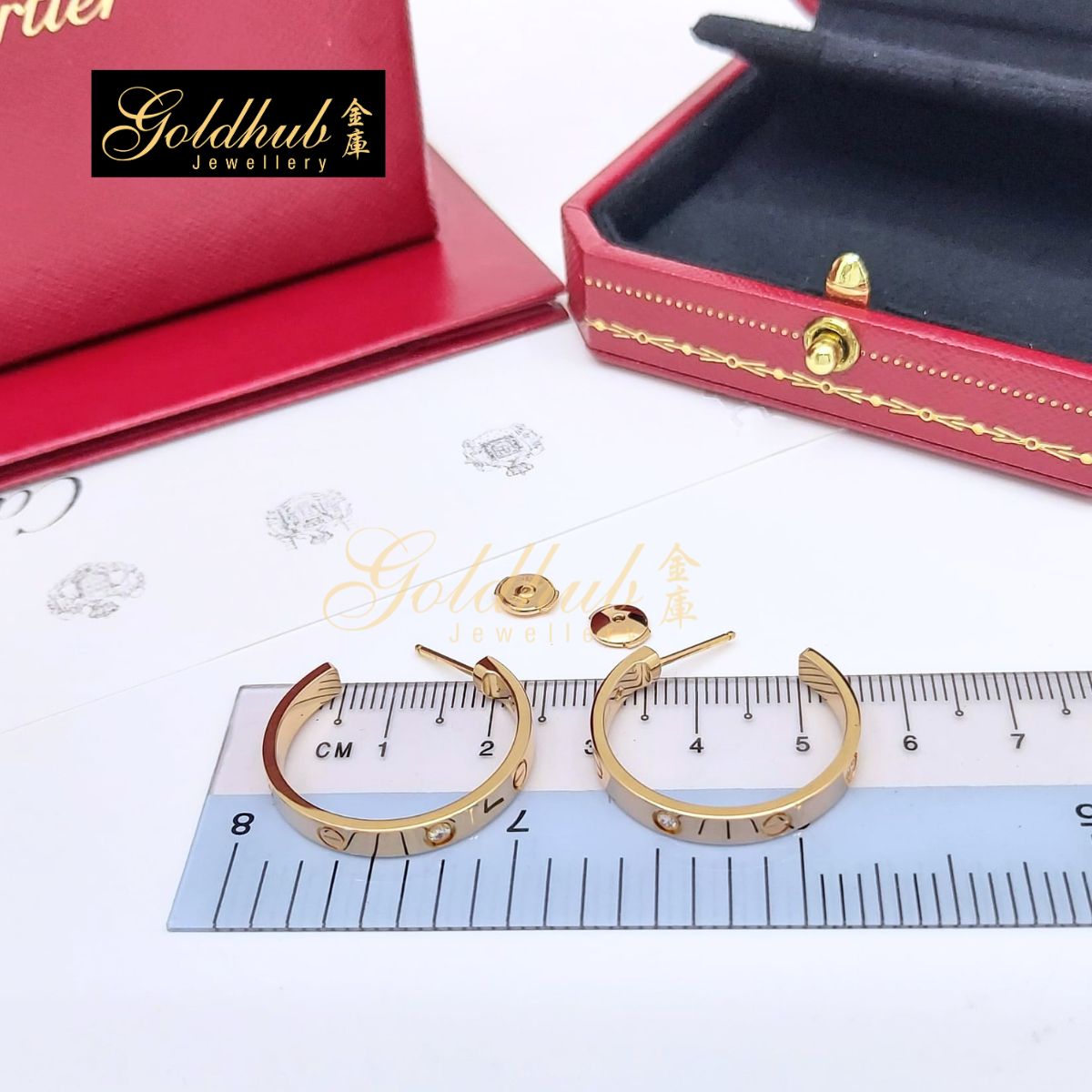 Cartier LOVE Hoop Earrings, Medium Model, 6 Diamonds in Rose Gold