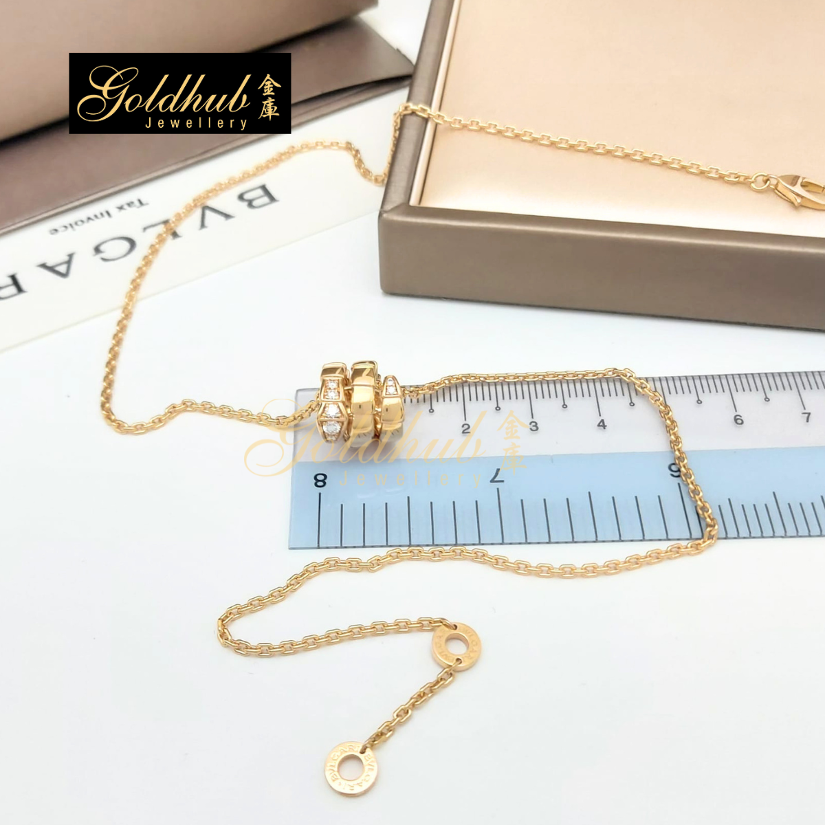 Bulgari Serpenti Viper Necklace, Pave Diamonds on the head and tail in Rose Gold
