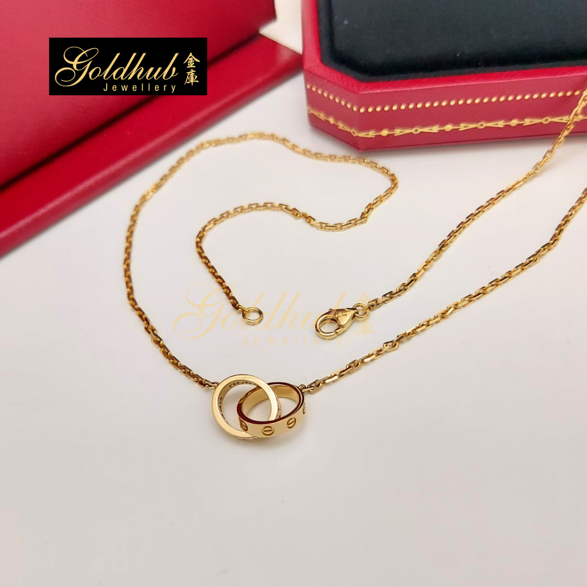 Cartier Love Pendant, Half-Paved Diamond Necklace in Rose Gold