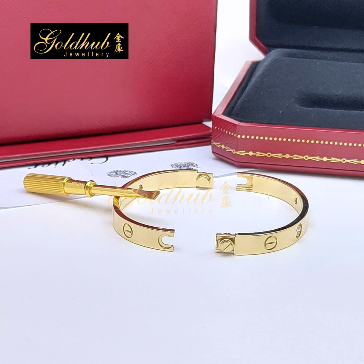 Cartier Love Bracelet, Classic Model, 4 Diamonds in Yellow Gold, Size 15