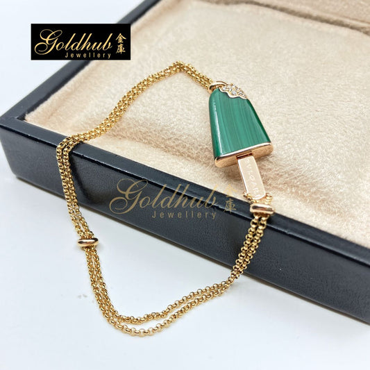 Bulgari Gelati Ice Cream Bracelet with Malachite and Diamonds in Rose Gold, Size SM