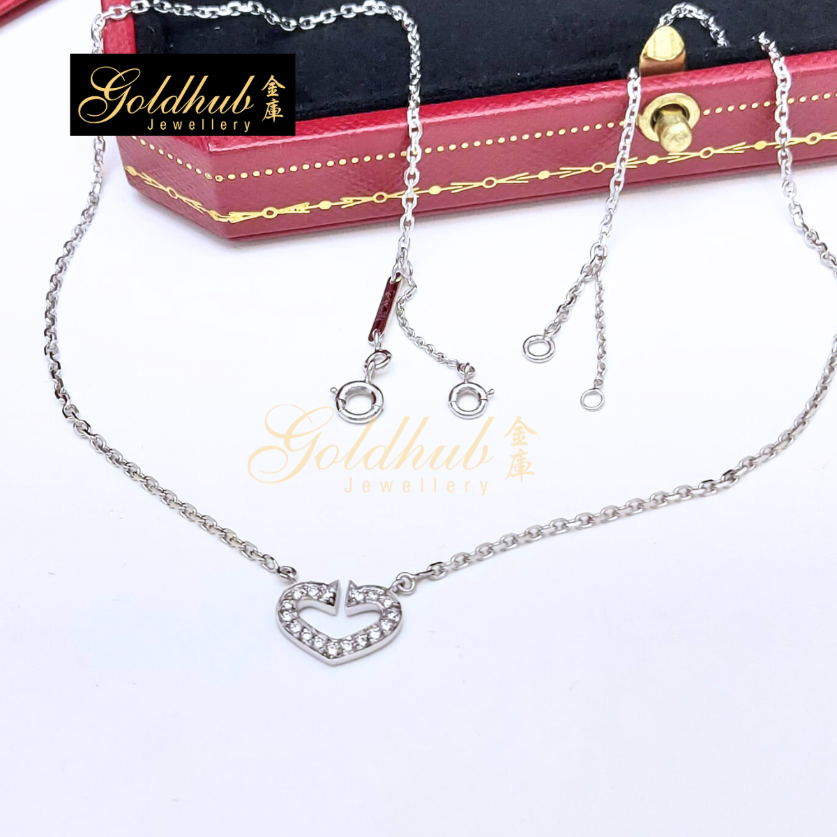 Cartier C Heart Diamond Necklace in White Gold