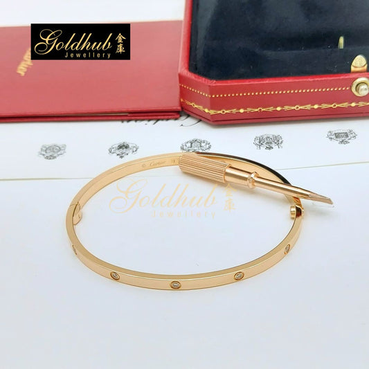 Cartier Love Bracelet, Small Model, 10 Diamonds in Rose Gold, Size 19
