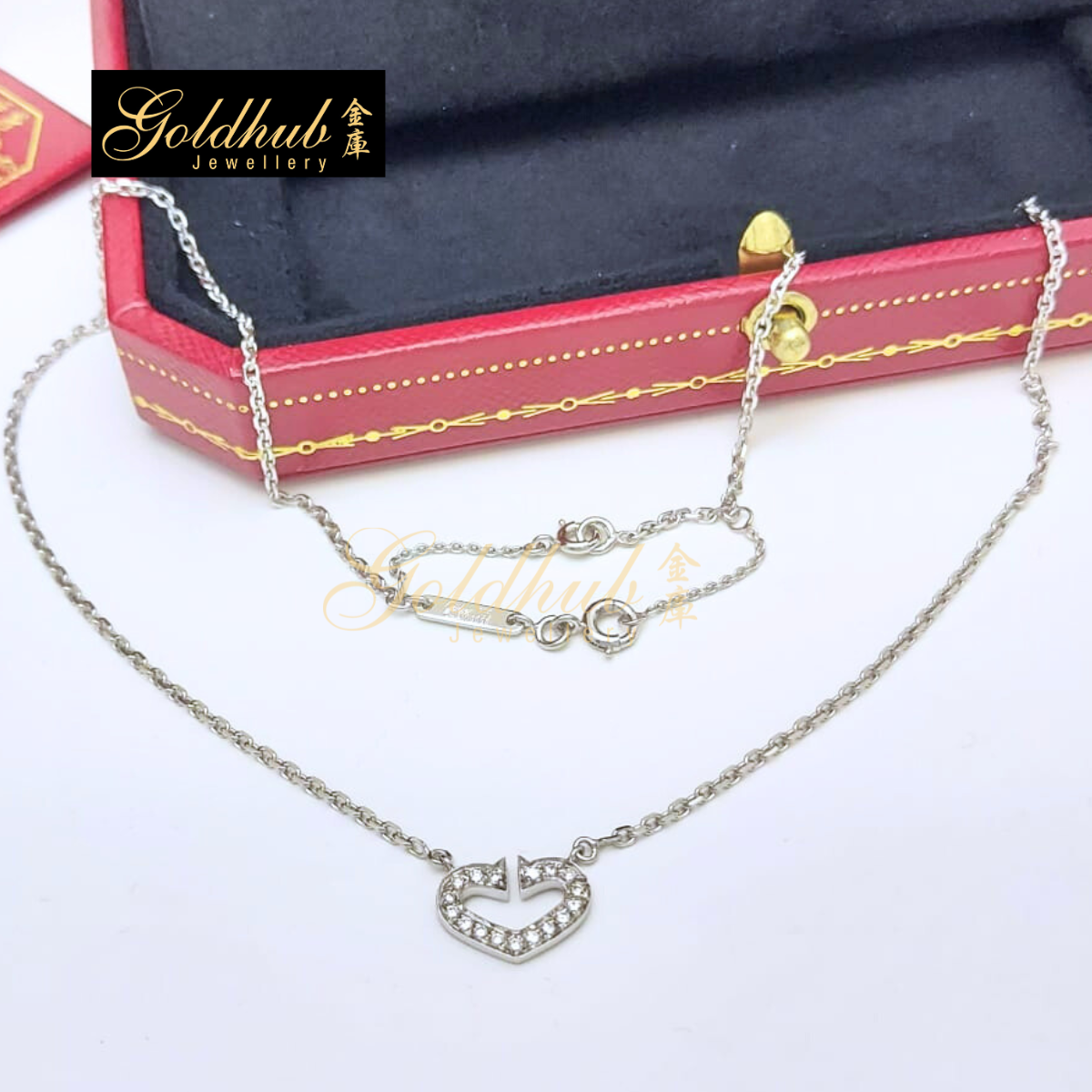 Cartier C Heart Diamond Necklace in White Gold