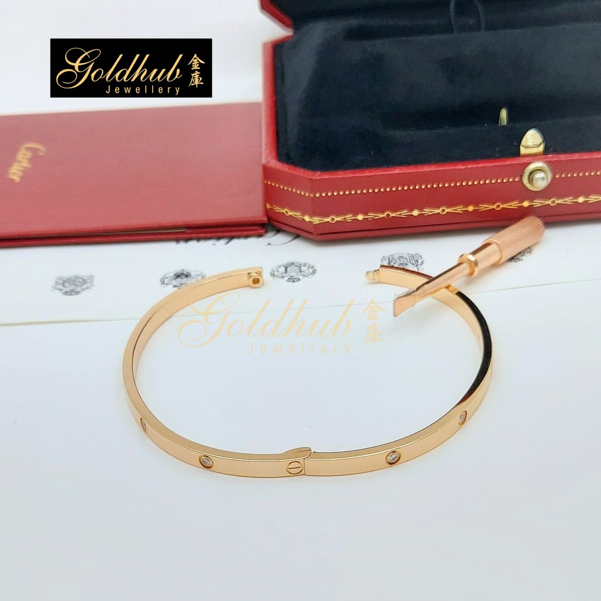 Cartier Love Bracelet, Small Model, 10 Diamonds in Rose Gold, Size 19