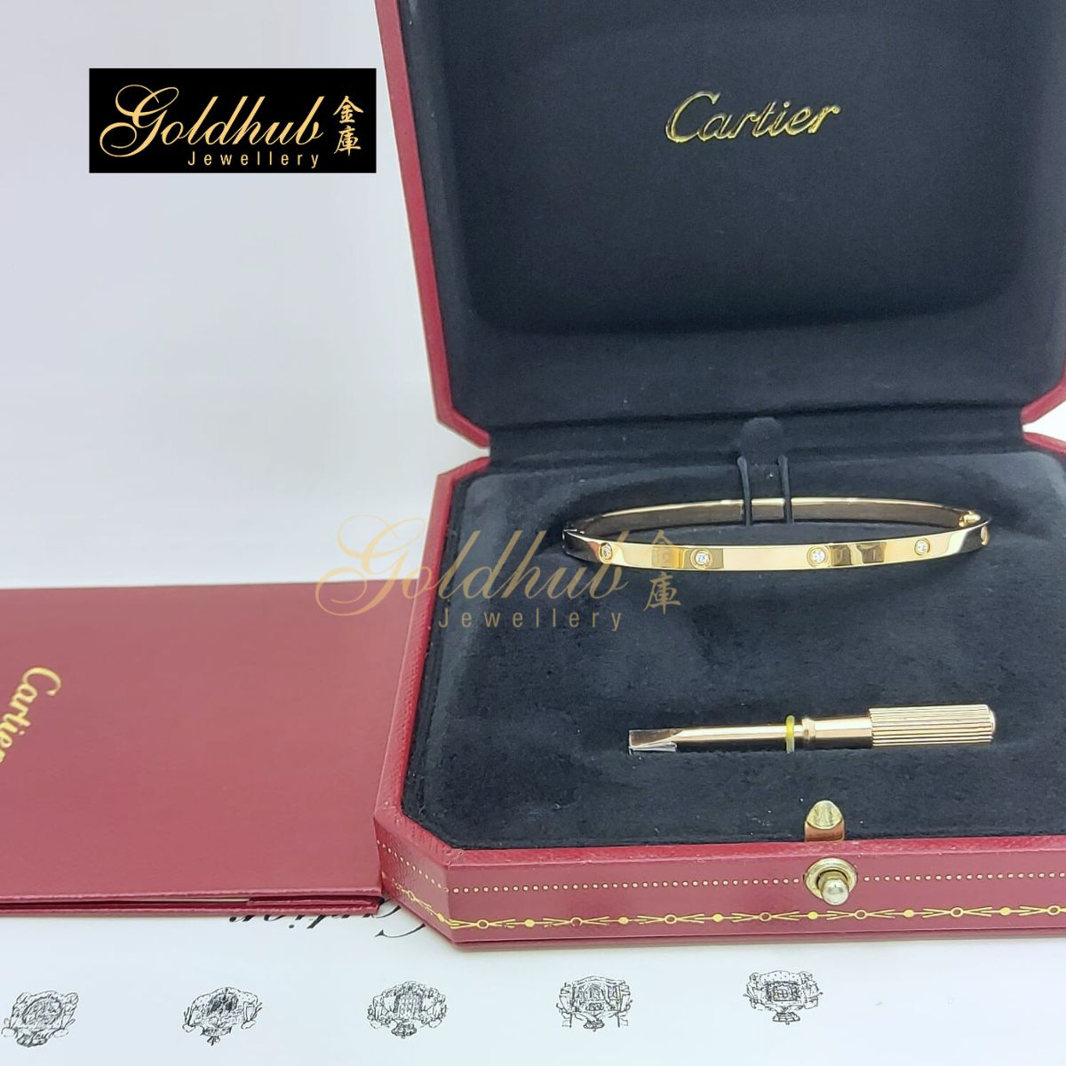 Cartier Love Bracelet, Small Model, 10 Diamonds in Rose Gold, Size 19
