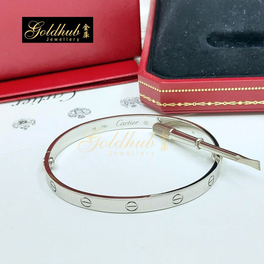 Cartier Love Bracelet, Classic Model in White Gold, Size 19
