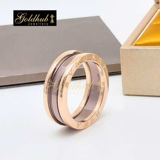 Bvlgari B.zero1 Roma Metal 2 Band Ring in Rose Gold, Size 65