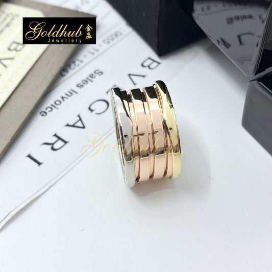 Bulgari B.zero1 4 Band Ring in Yellow White Rose Gold, Size 53