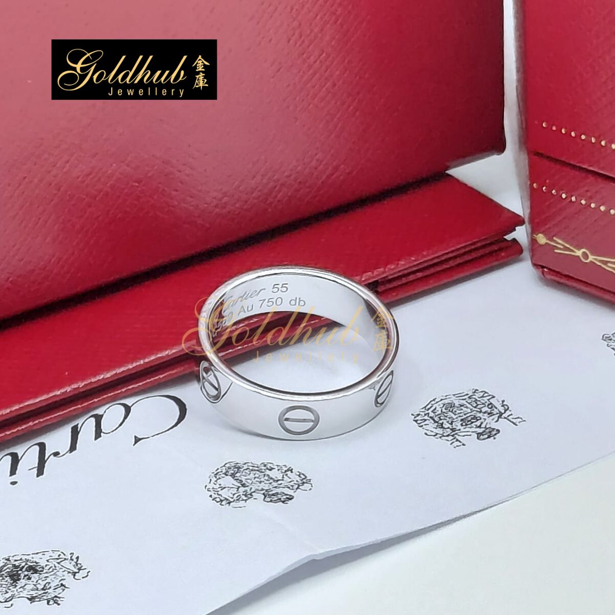 Cartier Love Ring, Classic Model in White Gold, Size 55