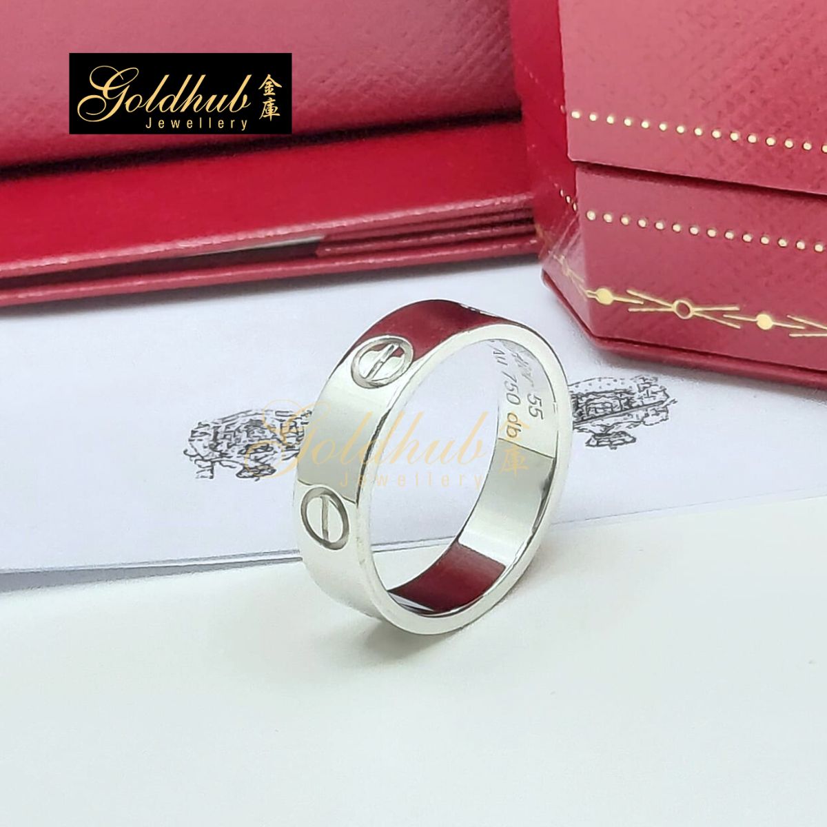 Cartier Love Ring, Classic Model in White Gold, Size 55