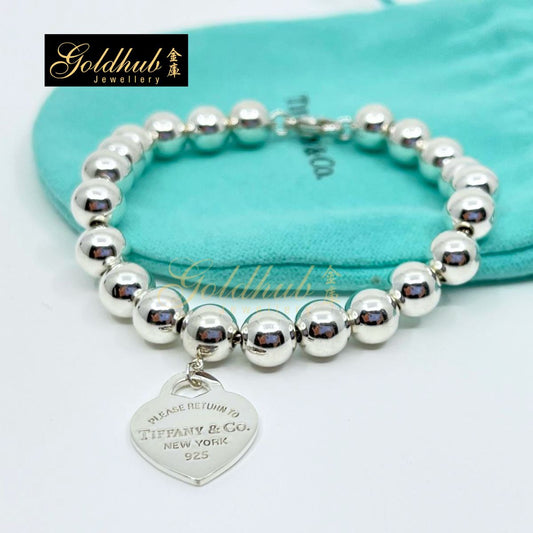 [Reserved] Tiffany & Co Return to Tiffany Heart Tag Bracelet, Bead 8mm in Silver