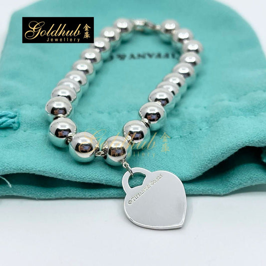 [Reserved] Tiffany & Co Return to Tiffany Heart Tag Bracelet, Bead 8mm in Silver