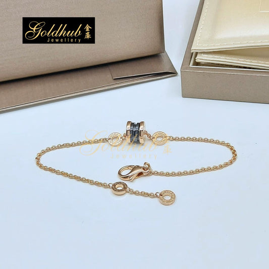 Bvlgari B.zero1 Flexible Bracelet, Black Ceramic in Rose Gold, Size ML