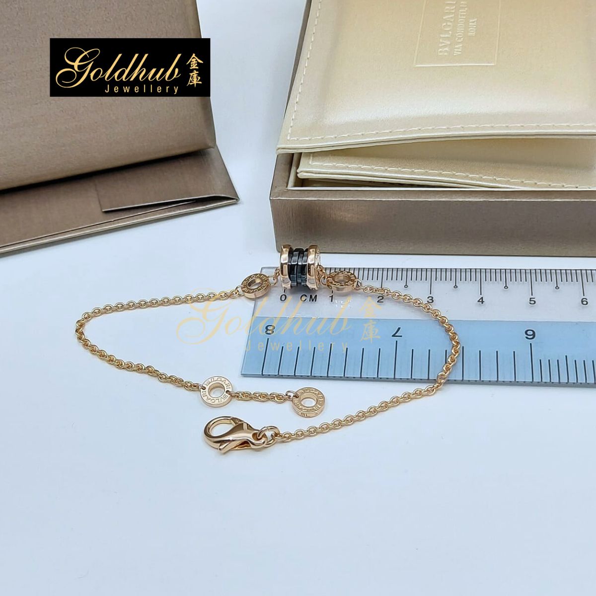 Bvlgari B.zero1 Flexible Bracelet, Black Ceramic in Rose Gold, Size ML