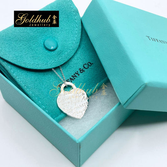 [Reserved] Tiffany & Co. Fifth Avenue Notes Medium Heart Necklace in Silver
