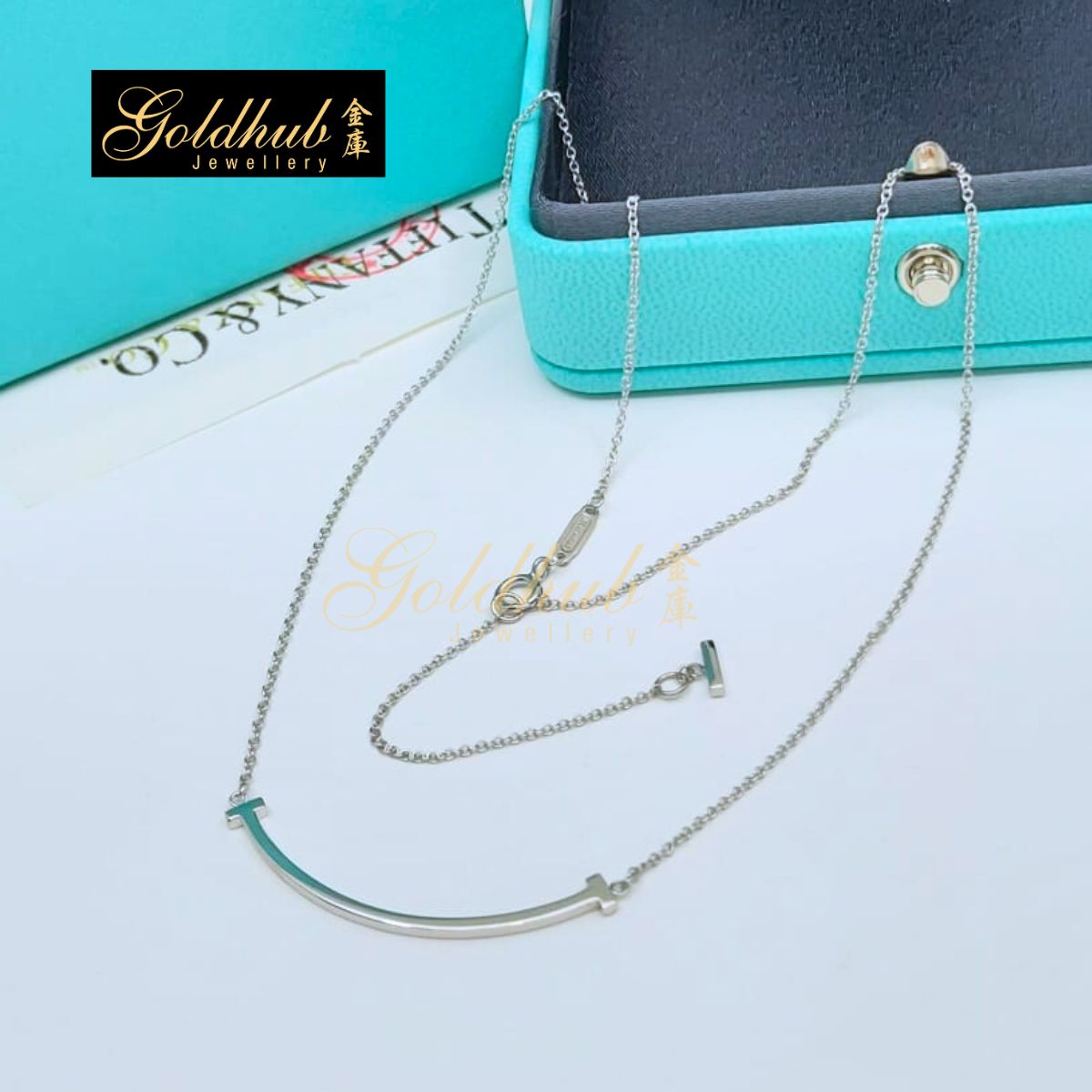 Tiffany T Smile Pendant, Small in White Gold