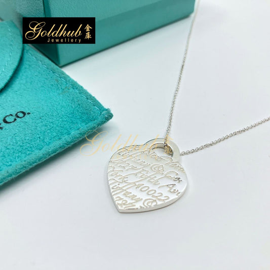 [Reserved] Tiffany & Co. Fifth Avenue Notes Medium Heart Necklace in Silver