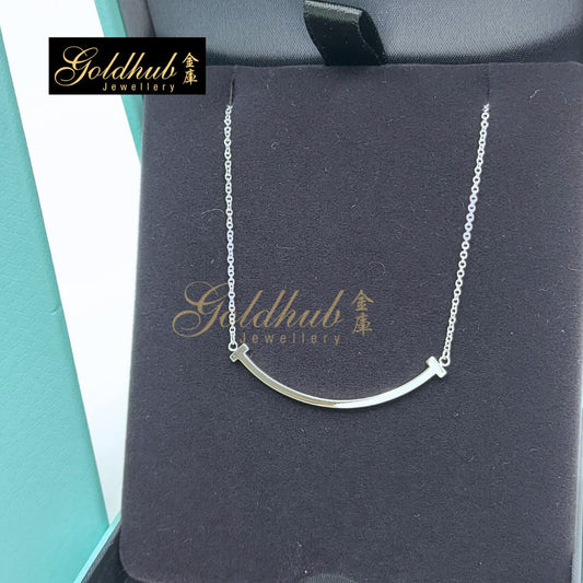 Tiffany T Smile Pendant, Small in White Gold