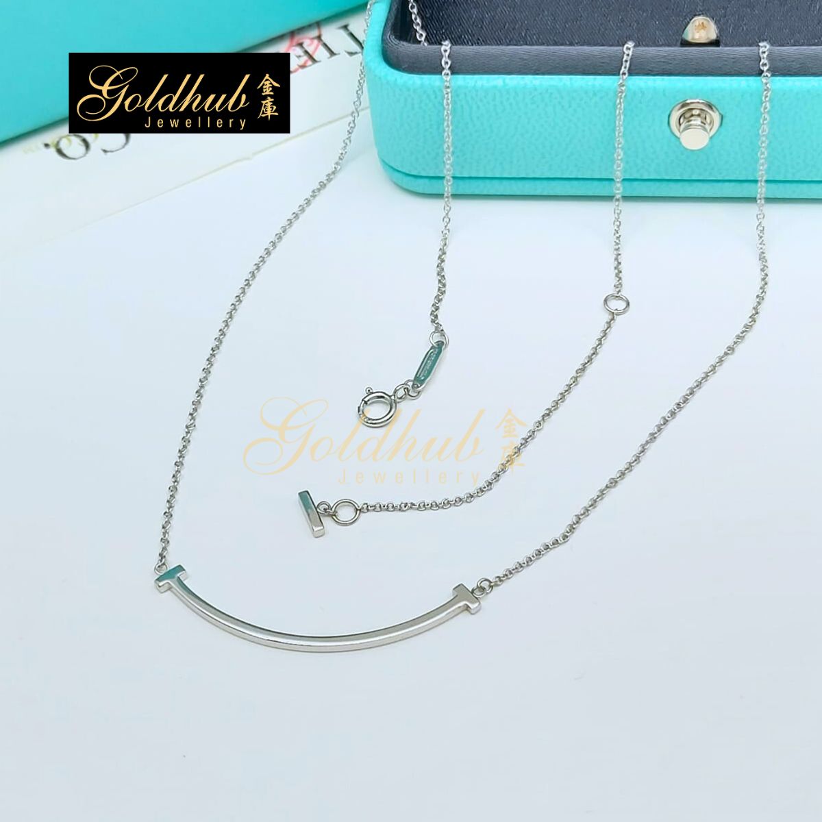 Tiffany T Smile Pendant, Small in White Gold