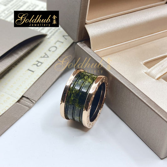 [Reserved] Bulgari B.zero1 4 Band Ring with Green Marble in Rose Gold, Size 53