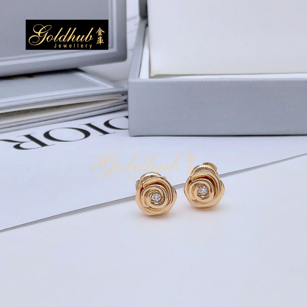 Dior Small Rose Dior Couture Earrings in Rose Gold