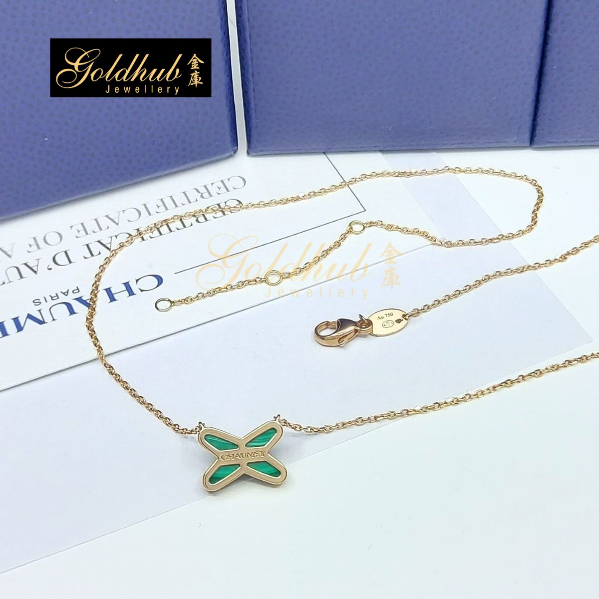 Chaumet Jeux de Liens Pendant, Malachite, Diamond in Rose Gold