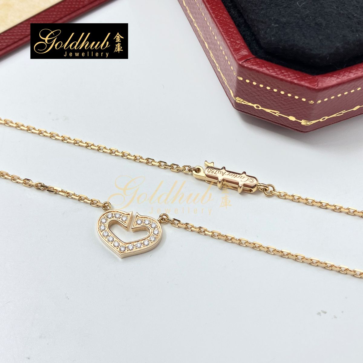 Cartier C Heart Diamond Necklace in Rose Gold